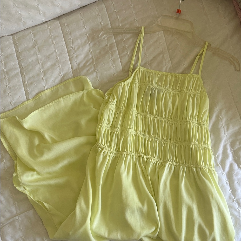 GAP Yellow/Lime Ruched Midi Dress